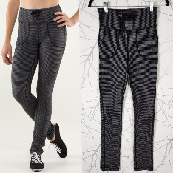 Lululemon Gray Pique Stripe Luon High Rise Skinny Will Pants - Picture 1 of 5